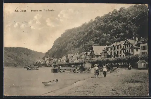 AK St. Goar, Partie am Rheinufer