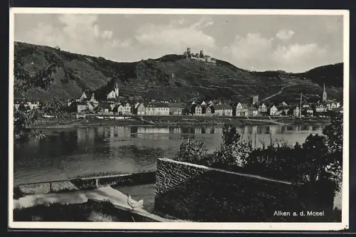 AK Alken a. d. Mosel, Teilansicht mit Burg