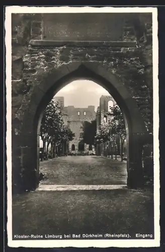 AK Bad Dürkheim /Rheinpfalz, Kloster-Ruine Limburg, Eingang