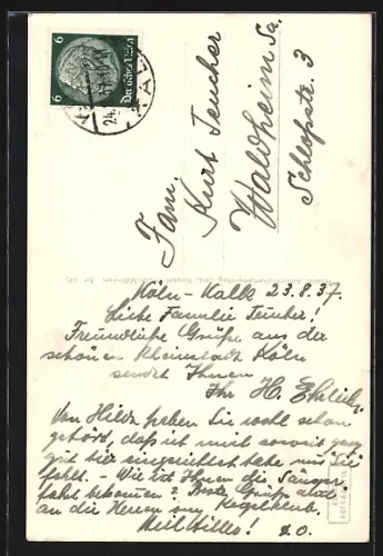 AK Köln, Rheinufer mit Dom