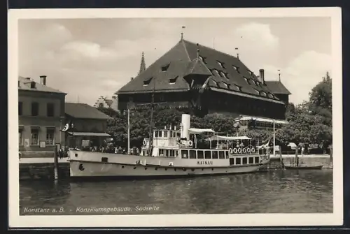 AK Konstanz a. B., Konziliumsgebäude, Dampfer Mainau