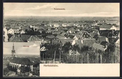 AK Herbolzheim / Baden, Totalansicht, die Kirche