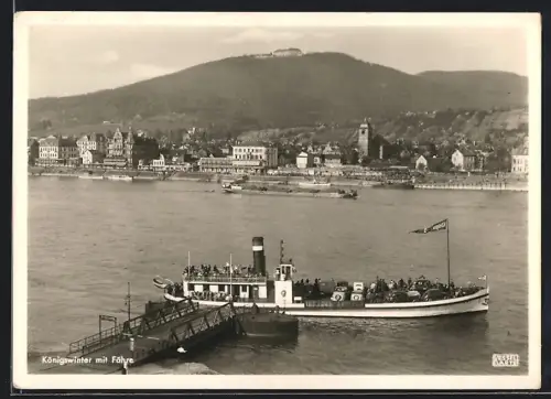 AK Königswinter, Teilansicht mit Petersberg und Fähre