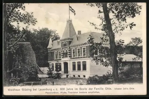 AK Lauenburg a. E., Gasthof Waldhaus Glüsing J. Ohle