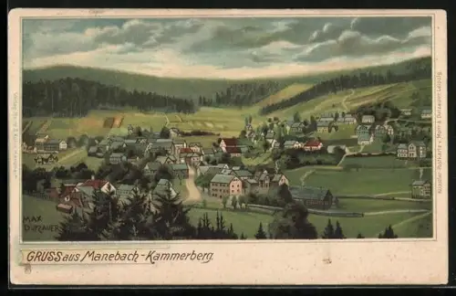 Künstler-AK Max Dutzauer: Manebach-Kammerberg, Teilansicht