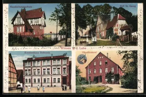 AK Winsen a. d. Luhe, Partie vom Stift St. Georg, Oberförsterei und Haushaltungsschule