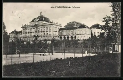 AK Ludwigsburg / Württemberg, Tennisplätze am Schloss