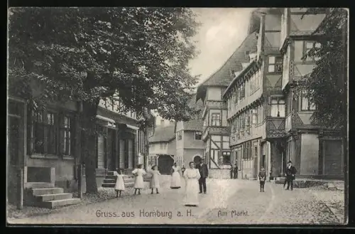 AK Hornburg a. H., Strassenpartie am Markt