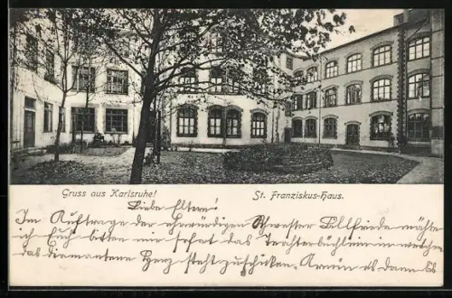 AK Karlsruhe, Innenhof vom St. Franziskus-Haus