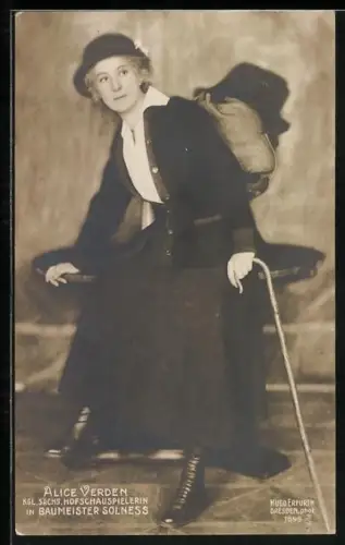 Foto-AK Hugo Erfurth: Schauspielerin Alice Verden in Baumeiter Solness
