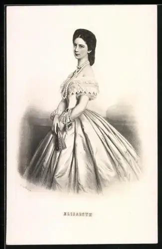 Künstler-AK Kaiserin Elisabeth (Sissi) von Österreich mit Perlenkette