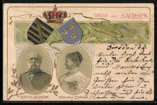 AK König Albert und Königin Carola von Sachsen