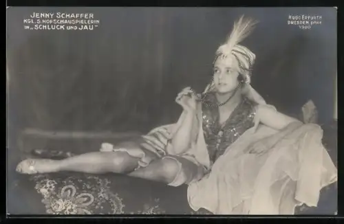 Foto-AK Hugo Erfurth: Schauspielerin Jenny Schaffer in Schluck und Jau