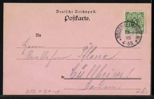 Vorläufer-Lithographie Bingen / Rhein, 1895, National-Denkmal und Panorama