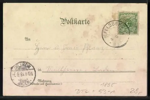 Vorläufer-Lithographie Feldberg /Schwarzwald, 1895, Hotel-Pension Feldberger Hof, Bes. C. Mayer, Feldbergsee