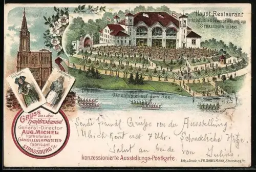 Vorläufer-Lithographie Strassburg i. E., Industrie- und Gewerbeausstellung 1895, Haupt-Restaurant