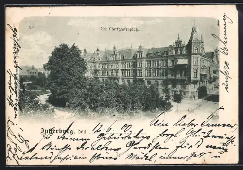 AK Insterburg, Markgrafenplatz mit Anlagen
