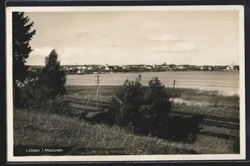 AK Lötzen i. Masuren, Ortsansicht von der Bahnstrecke aus