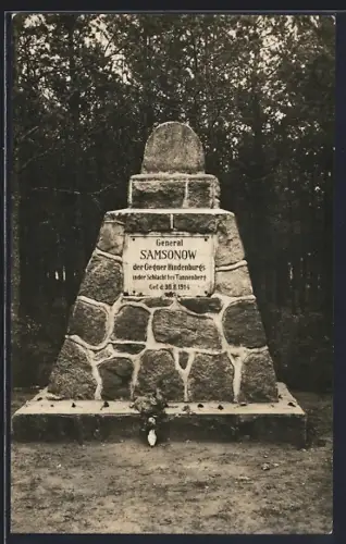 AK Tannenberg, Denkmal für den am 30.8.1914 in der Schlacht bei Tannenberg gefallenen russischen General Samsonow
