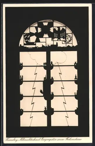 AK Tannenberg, Nationaldenkmal, Eingang zum Fahnenturm
