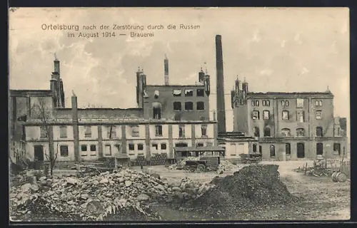 AK Ortelsburg, Brauerei nach der Zerstörung durch die Russen