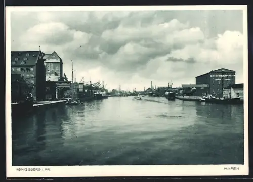 AK Königsberg i. Pr., Blick auf den Hafen