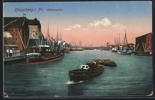 AK Königsberg, Hafenpartie mit Segelbooten