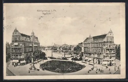 AK Königsberg i. Pr., Münzplatz aus der Vogelschau