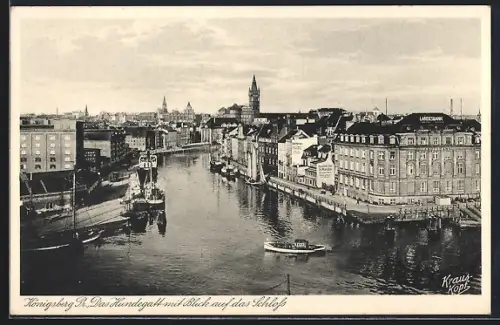 AK Königsberg, das Hundegatt mit Blick auf das Schloss