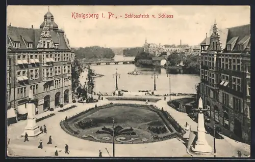 AK Königsberg, Blick vom Schloss auf den Schlossteich