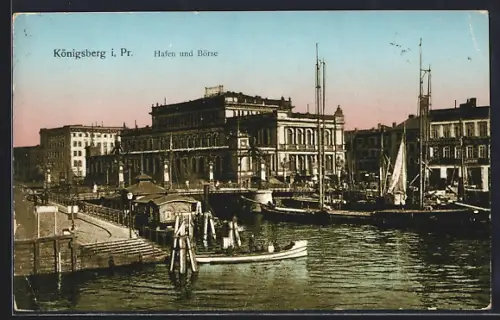 AK Königsberg i. Pr., Hafen und Börse