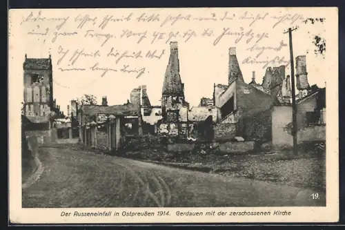 AK Gerdauen, Nach russischem Einfall zerschossene Kirche