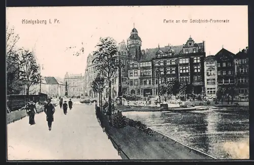 AK Königsberg i. Pr., Partie an der Schlossteich-Promenade
