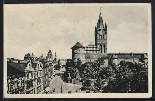 AK Königsberg /Pr., Kaiser-Wilhelm-Platz mit Schloss
