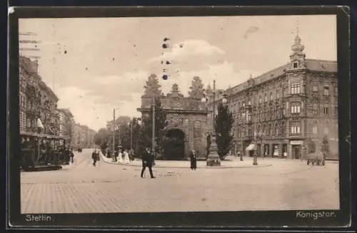 AK Stettin, Strassenpartie am Königstor