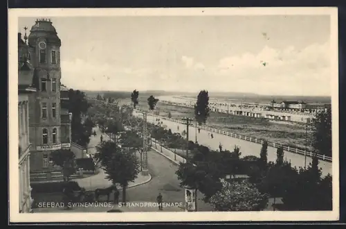 AK Swinemünde, Panorama an der Strandpromenade