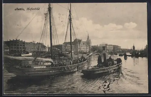 AK Stettin, Hafenbild