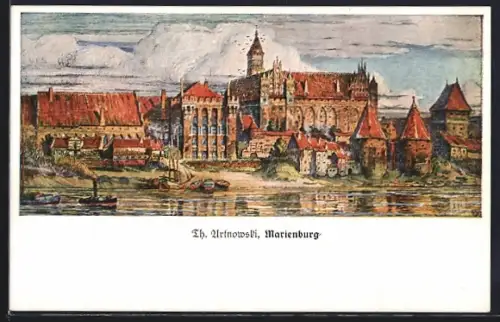 AK Marienburg / Malbork, Gesamtansicht mit Schloss
