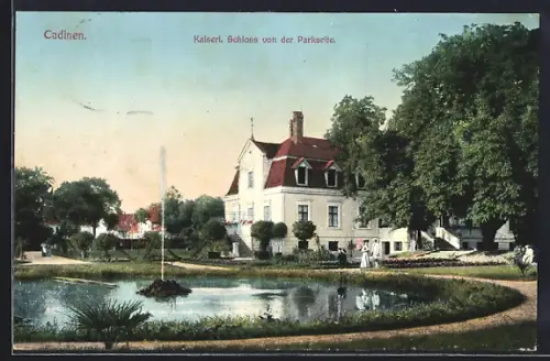 AK Cadinen, Kaiserl. Schloss von der Parkseite
