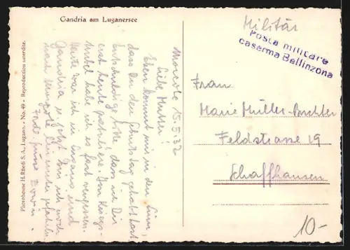 AK Gandria am Luganersee, Panorama mit Bäuerin