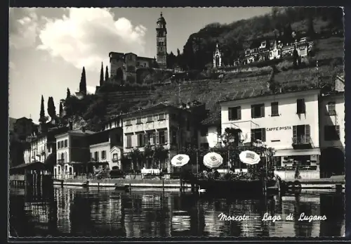 AK Marcote /Lago di Lugano, Panorama & Caffe Posta