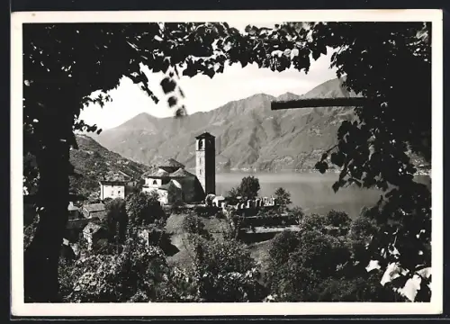 AK S. Abondio-Gambarogno, Teilansicht mit Bäumen