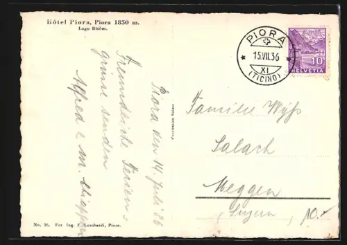 AK Piora /Lago Ritòm, Hotel Piora