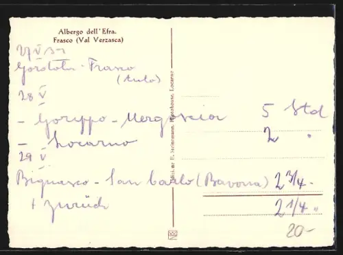 AK Frasco /Val Verzasca, Panorama mit Brücke