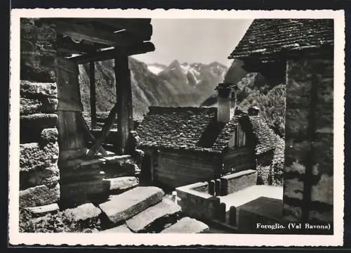 AK Foroglio /Val Bavona, Panorama mit Bergen