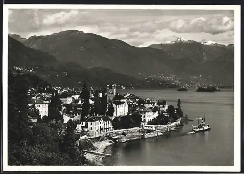 AK Brissago /Lago Maggiore, Blick auf den Ort mit Dampfer