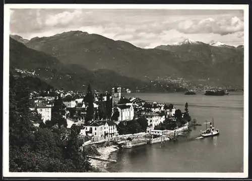 AK Brissago /Lago Maggiore, Ortsansicht mit Dampfer