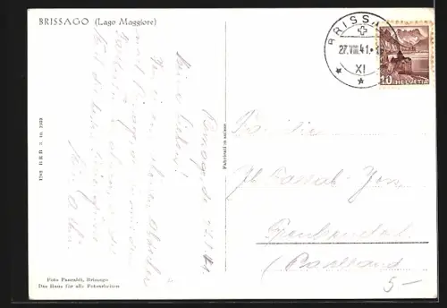 AK Brissago /Lago Maggiore, Ortsansicht mit Dampfer