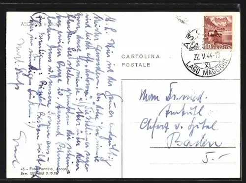 AK Ascona, Ortsansicht während der Blütezeit