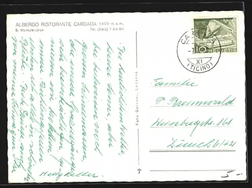 AK S. Montaldi-Brun, Albergo Ristorante Cardada
